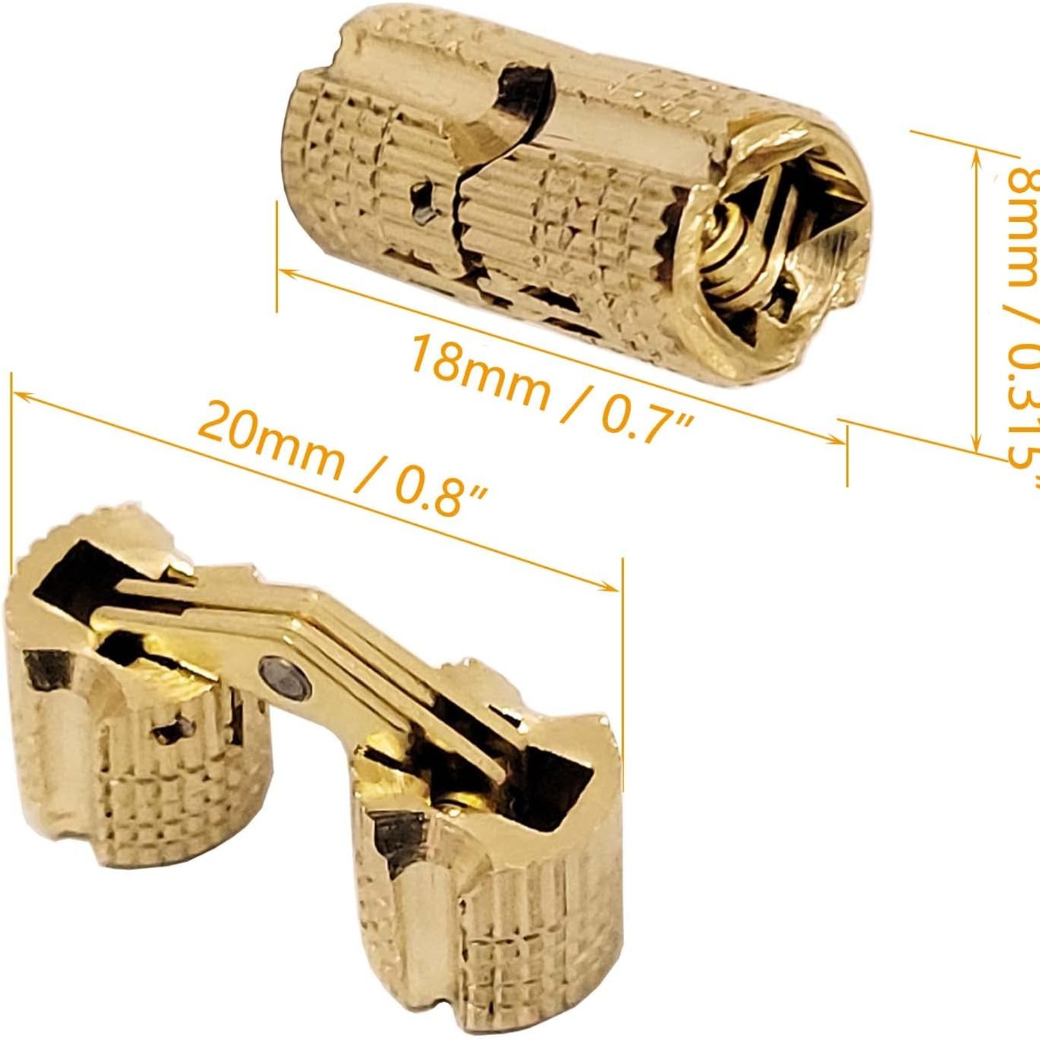 Auto-plaza 8mm Brass Barrel Hinges, 10 Pack