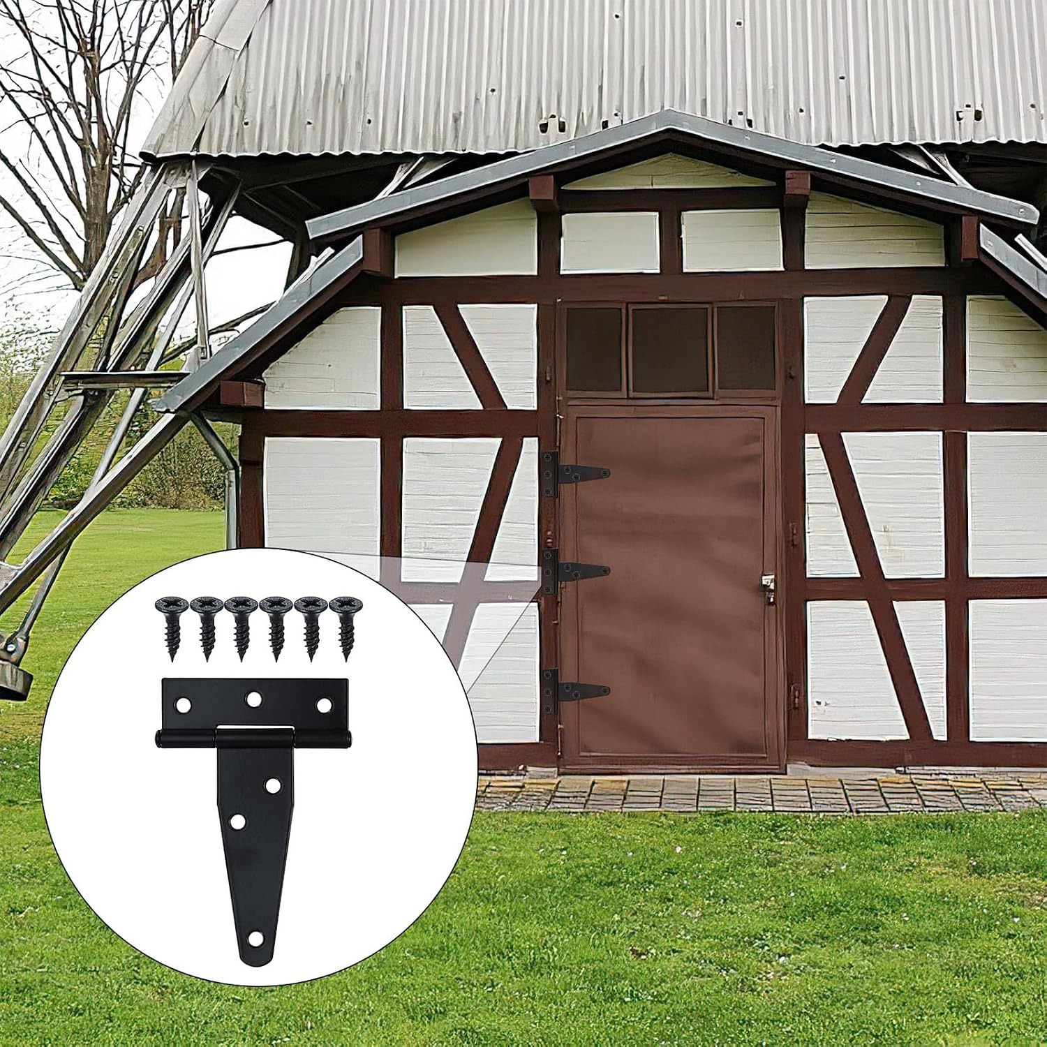 Black T Strap Hinges, Pack of 4: image 5