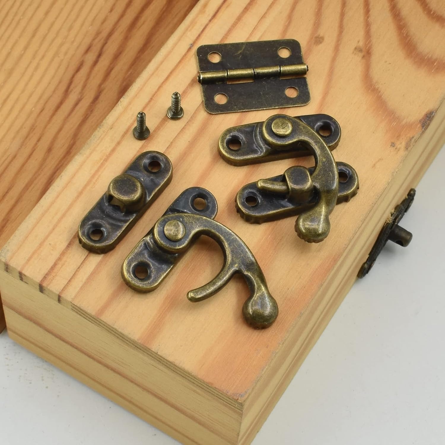 Antique Bronze Box Hinge and Latch Set: image 5